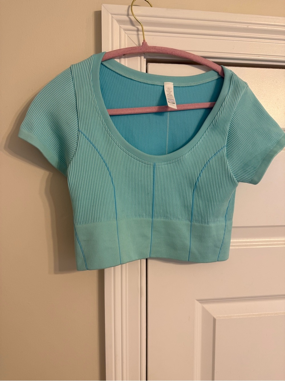 Offline by aerie Ribbed Scoop Neck Aqua active Crop Top